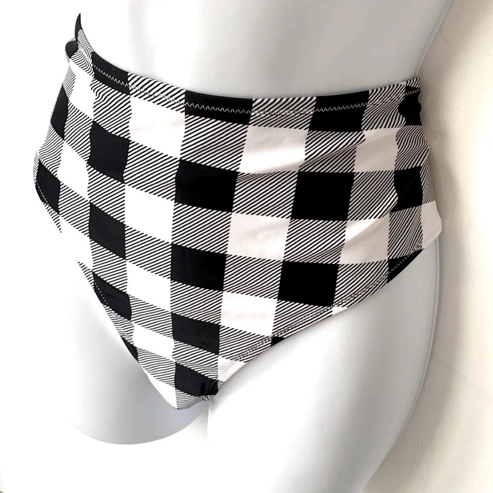 Cupshe‎ Black & White High Waisted Bikini Bottom, S